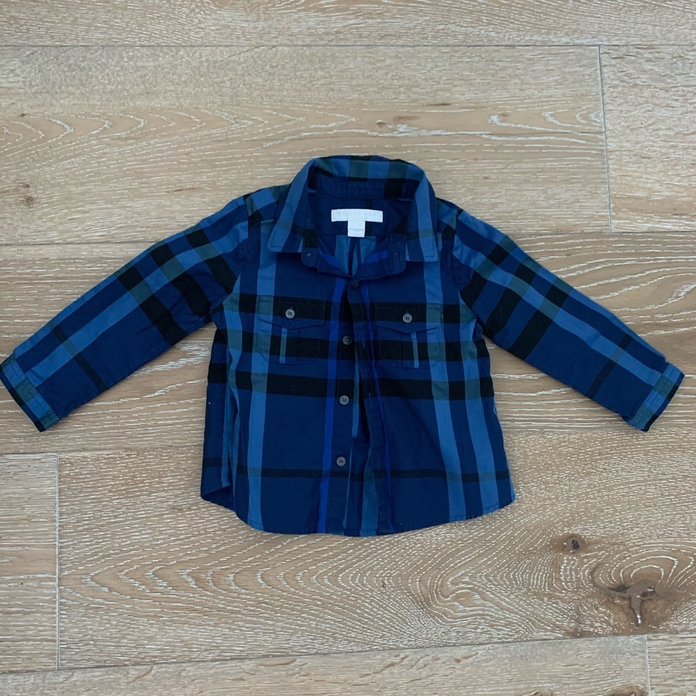 Beautiful Burberry baby boys blue pattern shirt 12